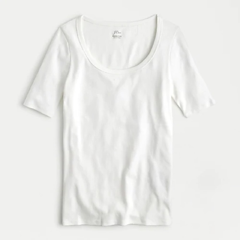 J Crew white Perfect Scoopneck Shortsleeve Shirt